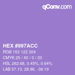 Color code: HEX #997ACC | qconv.com