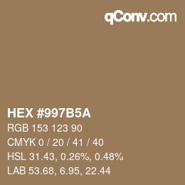 Farbcode: HEX #997B5A | qconv.com