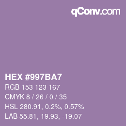 颜色代码: HEX #997BA7 | qconv.com