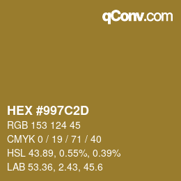 カラーコード: HEX #997C2D | qconv.com