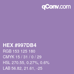 Code couleur: HEX #997DB4 | qconv.com