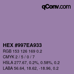 颜色代码: HEX #997EA933 | qconv.com