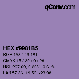 Farbcode: HEX #9981B5 | qconv.com