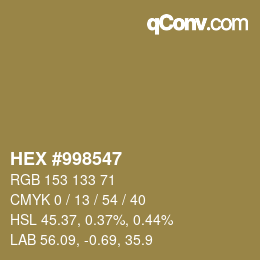 颜色代码: HEX #998547 | qconv.com
