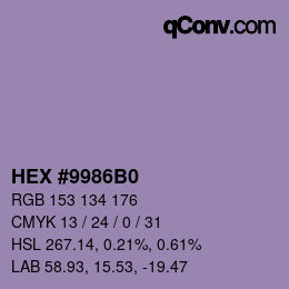 Color code: HEX #9986B0 | qconv.com