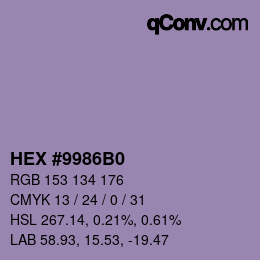 Color code: HEX #9986B0 | qconv.com