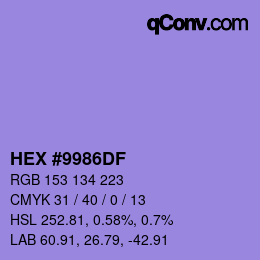Color code: HEX #9986DF | qconv.com