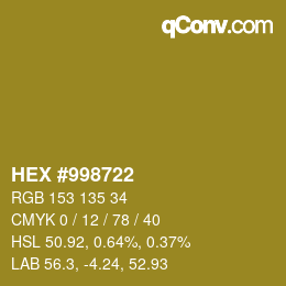 Color code: HEX #998722 | qconv.com