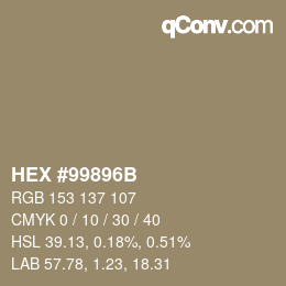 颜色代码: HEX #99896B | qconv.com