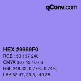 颜色代码: HEX #9989F0 | qconv.com
