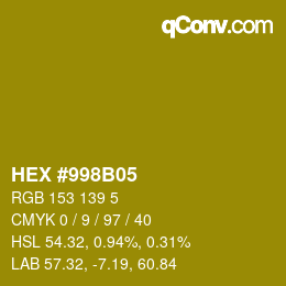 Color code: HEX #998B05 | qconv.com