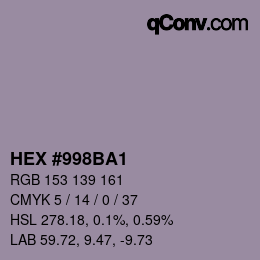 Color code: HEX #998BA1 | qconv.com