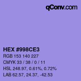 颜色代码: HEX #998CE3 | qconv.com