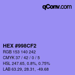 Color code: HEX #998CF2 | qconv.com