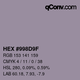 Color code: HEX #998D9F | qconv.com