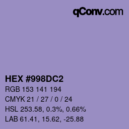 Color code: HEX #998DC2 | qconv.com