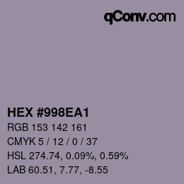 Color code: HEX #998EA1 | qconv.com