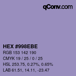 颜色代码: HEX #998EBE | qconv.com