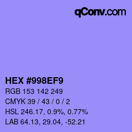 Color code: HEX #998EF9 | qconv.com