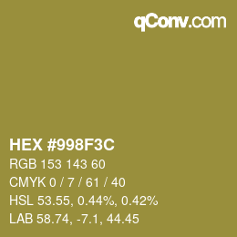 Color code: HEX #998F3C | qconv.com