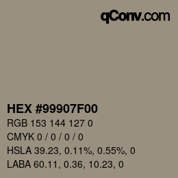 Color code: HEX #99907F00 | qconv.com