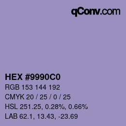 Color code: HEX #9990C0 | qconv.com