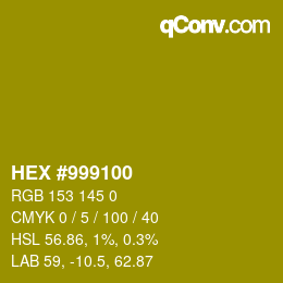 颜色代码: HEX #999100 | qconv.com