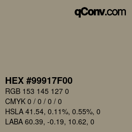 Color code: HEX #99917F00 | qconv.com