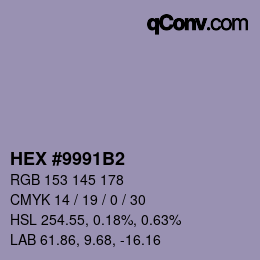 Color code: HEX #9991B2 | qconv.com