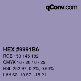 Farbcode: HEX #9991B6 | qconv.com