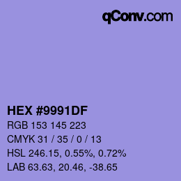 Color code: HEX #9991DF | qconv.com