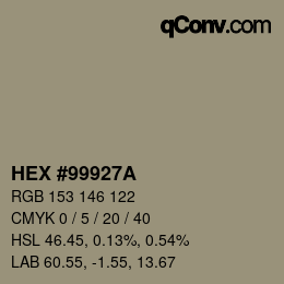 カラーコード: HEX #99927A | qconv.com