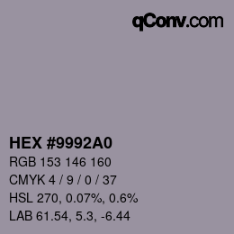 Color code: HEX #9992A0 | qconv.com