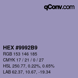 Color code: HEX #9992B9 | qconv.com