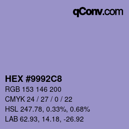 Farbcode: HEX #9992C8 | qconv.com