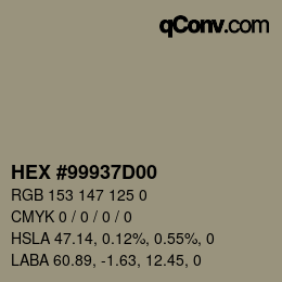 Color code: HEX #99937D00 | qconv.com