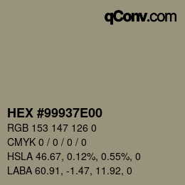 Color code: HEX #99937E00 | qconv.com