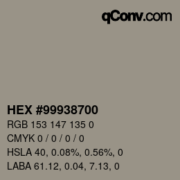 Color code: HEX #99938700 | qconv.com