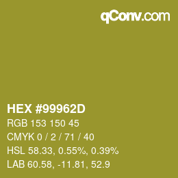 Color code: HEX #99962D | qconv.com