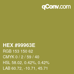 Color code: HEX #99963E | qconv.com