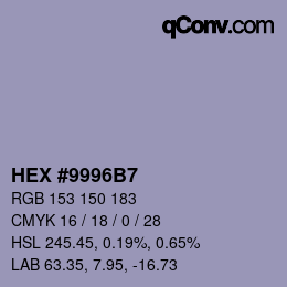 Color code: HEX #9996B7 | qconv.com