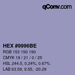 Color code: HEX #9996BE | qconv.com