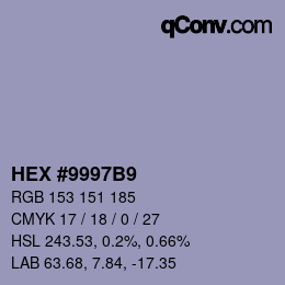 Color code: HEX #9997B9 | qconv.com