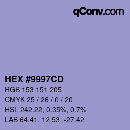 Color code: HEX #9997CD | qconv.com