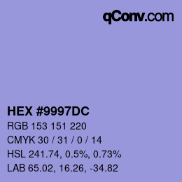 Farbcode: HEX #9997DC | qconv.com