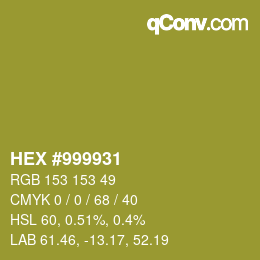 颜色代码: HEX #999931 | qconv.com
