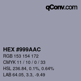 カラーコード: HEX #999AAC | qconv.com
