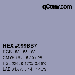 Color code: HEX #999BB7 | qconv.com