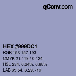 カラーコード: HEX #999DC1 | qconv.com