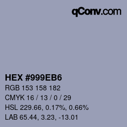 Color code: HEX #999EB6 | qconv.com